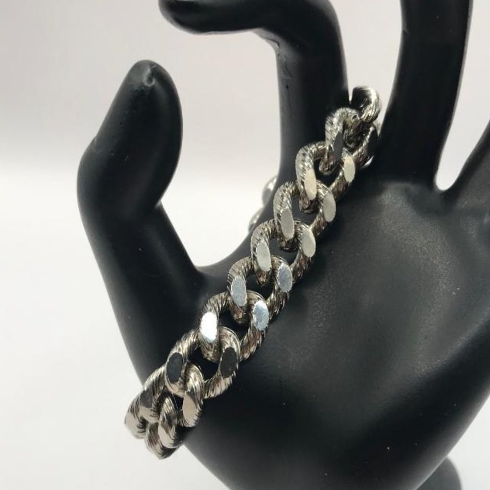 Coro Mens Silver-Tone Cuban Link Bracelet